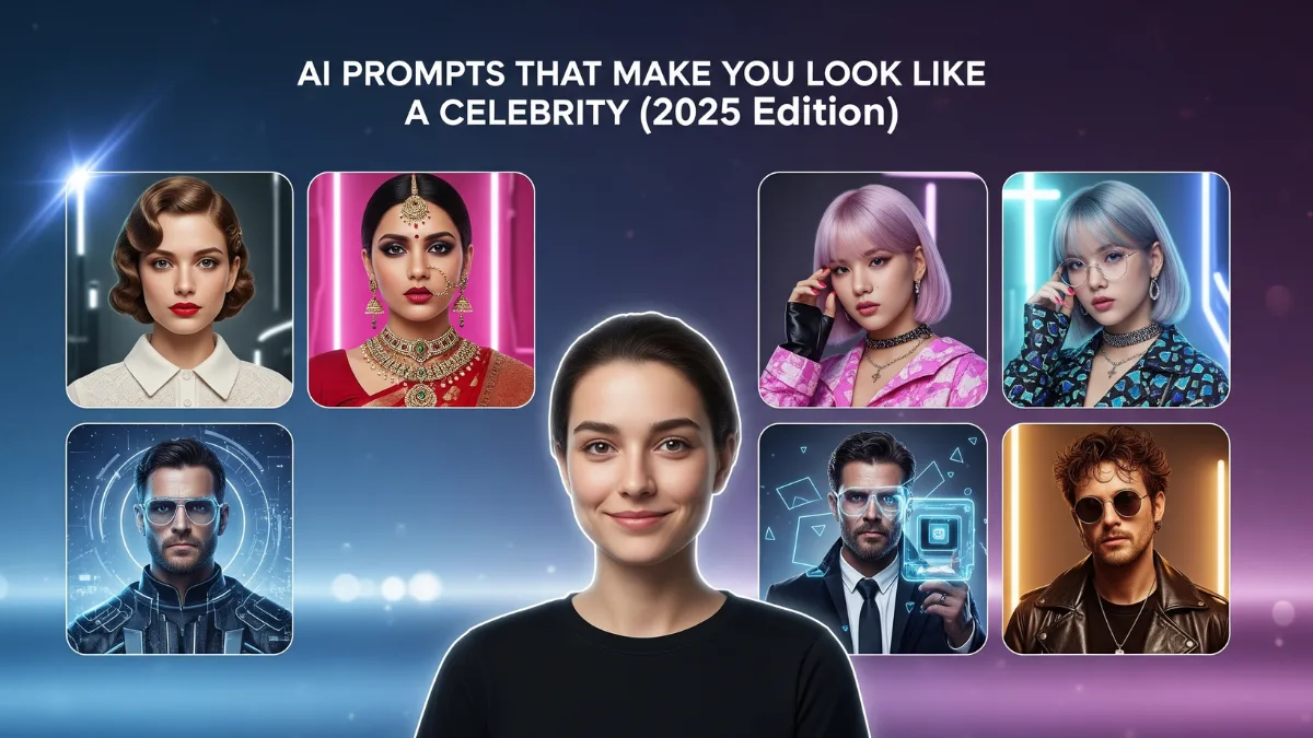 AI celebrity look prompts — transform your selfies into celebrity-style portraits using trending AI tools in 2025