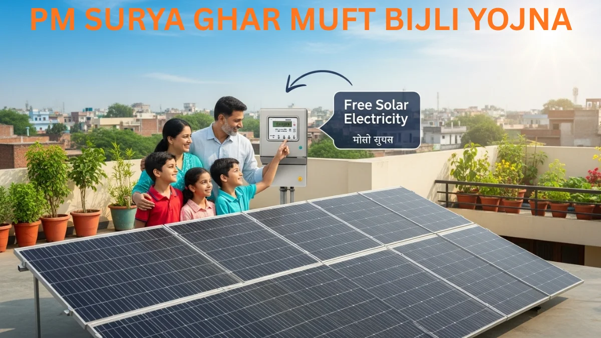 PM Surya Ghar Muft Bijli Yojana solar panel installation on Indian home rooftop