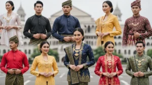 Composite cultural fashion photo using Google Gemini AI Prompts for Malaysian Traditional Dress