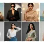 Google Gemini AI photo editing prompts for girls displayed through an ultra-realistic fashion collage featuring multiple outfits and cinematic portraits